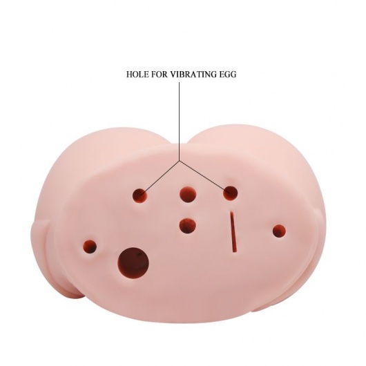 Телесный мастурбатор с двумя любовными тоннелями и вибрацией - Baile - в Абакане купить с доставкой