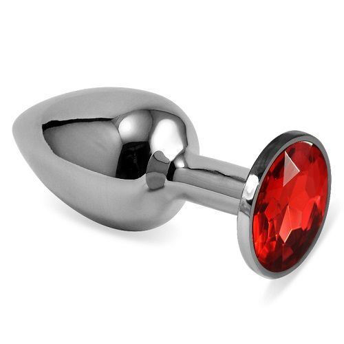Серебристая анальная втулка с красным кристаллом - 7 см. - Джага-Джага - купить с доставкой в Абакане