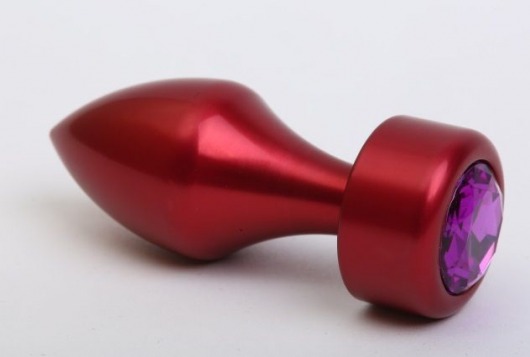 Красная анальная пробка с фиолетовым кристаллом - 7,8 см. - 4sexdreaM - купить с доставкой в Абакане