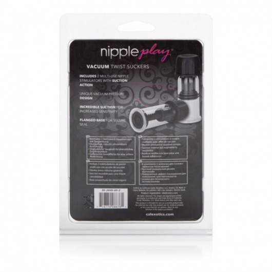 Чёрные помпы для сосков Nipple Play Vacuum Twist Suckers - California Exotic Novelties - купить с доставкой в Абакане