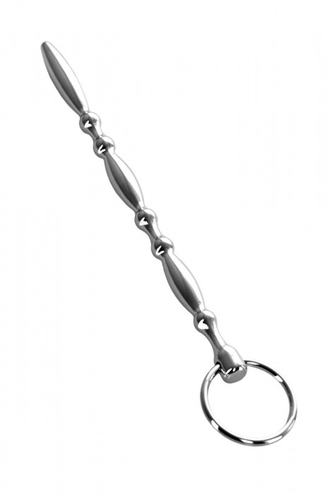 Серебристый фигурный уретральный плаг с кольцом в основании Metal - 18 см. - ToyFa - купить с доставкой в Абакане