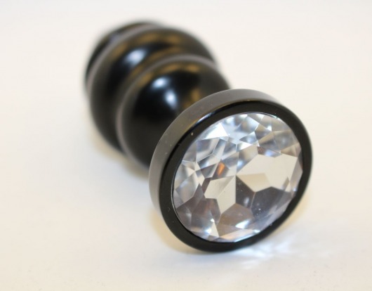 Черная фигурная анальная пробка с прозрачным кристаллом - 8,2 см. - 4sexdreaM - купить с доставкой в Абакане