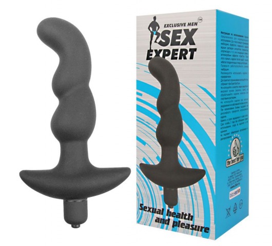Чёрный анальный вибратор Sexual Health and Pleasure - 11,8 см. - Sex Expert - в Абакане купить с доставкой