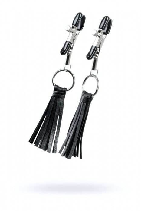 Черно-серебристые зажимы для сосков Theatre с кисточками - ToyFa - купить с доставкой в Абакане
