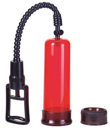 Вакуумная помпа с двумя сменными насадками NEW STAY HARD PUMP CLEAR RED - Seven Creations - в Абакане купить с доставкой