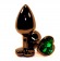 Черная коническая анальная пробка с зеленым кристаллом-сердечком - 8 см. - 4sexdreaM - купить с доставкой в Абакане
